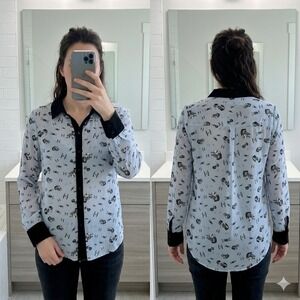 Star Wars Her Universe Medium Sheer Button Down Shirt Blue Millennium Falcon